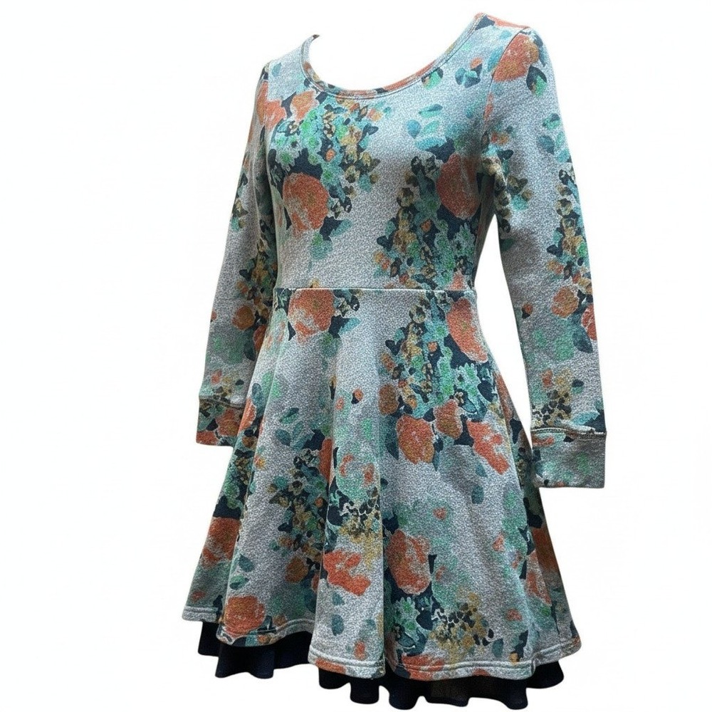 Anthropologie Saturday Sunday Floral Dress Women Small Gray Cottagecore Whimsy